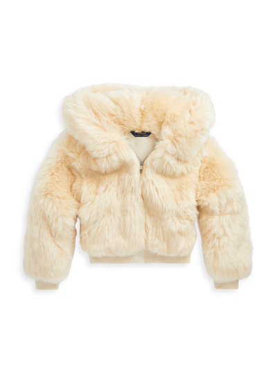 Polo Ralph Lauren Kids' Little Girl's & Girl's Pile Faux Fur Front-zip Jacket In English Cream