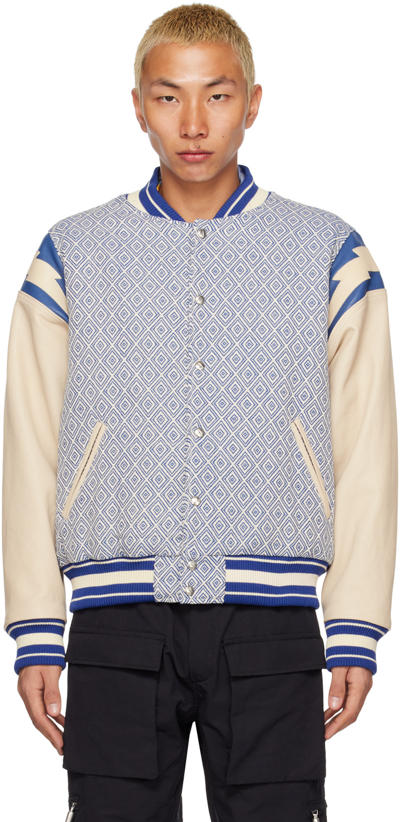 Rhude Jacquared Lightning Bomber Jacket In Blue