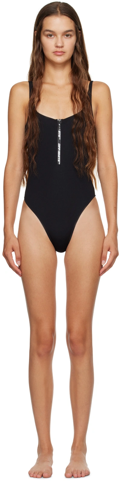 Off-white Off White One Piece Swimsuit With Zip And Logo In Black