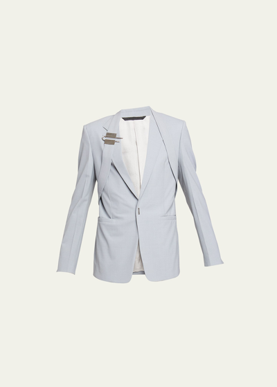 Givenchy U-lock Harness Wool-blend Suit Jacket In Pearl Grey