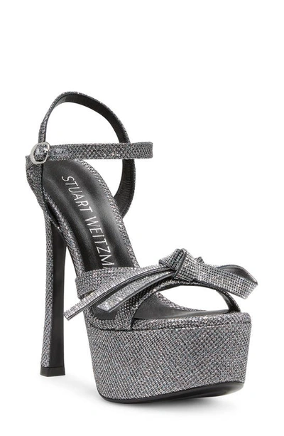 Stuart Weitzman Sw Mega Bow Platform Sandal High Heel Sandals In Gunmetal