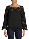 Plenty By Tracy Reese Lace Bell Sleeve Top In Black
