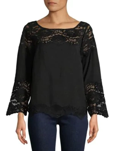 Plenty By Tracy Reese Lace Bell Sleeve Top In Black