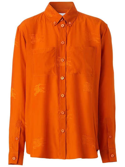 Burberry Silk-satin Jacquard Shirt In Orange