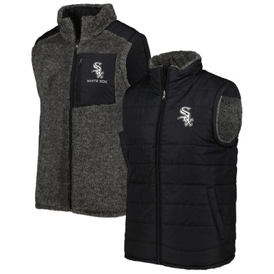 G-iii Sports By Carl Banks Black/charcoal Chicago White Sox Power Hitter Reversible Full-zip Vest