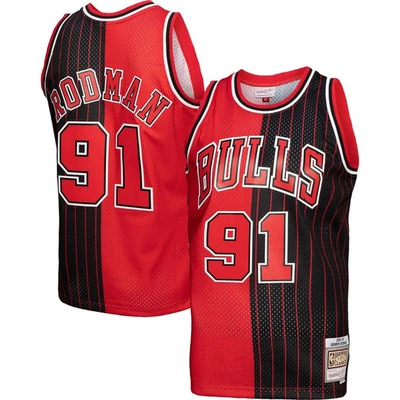 Mitchell & Ness Dennis Rodman Red/black Chicago Bulls Big & Tall Hardwood Classics 1995/96 Split Swi