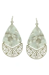 Olivia Welles Quinn Filigree Drop Earrings In Worn Gold / Gray