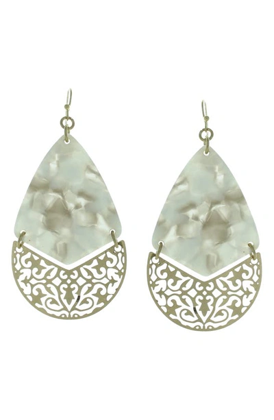 Olivia Welles Quinn Filigree Drop Earrings In Worn Gold / Gray