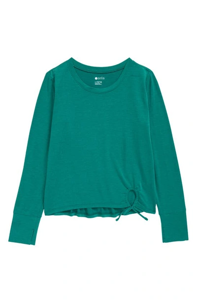 Zella Girl Kids' Tied Up Long Sleeve T-shirt In Green Glade