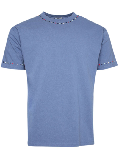 Bode Blooming Garland Embroidered T-shirt In Blue