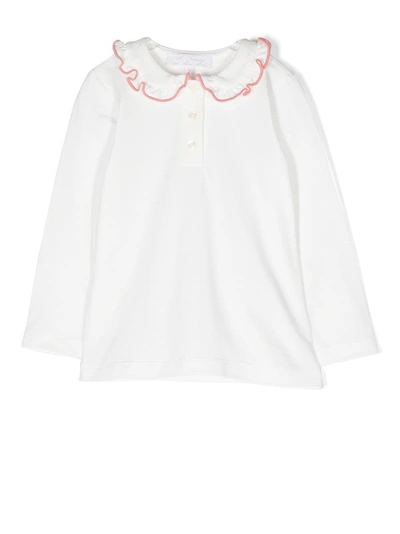 Mariella Ferrari Kids' Ruffled-collar Polo Shirt In White