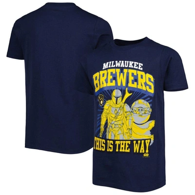 Outerstuff Kids' Youth Navy Milwaukee Brewers Star Wars This Is The Way T-shirt