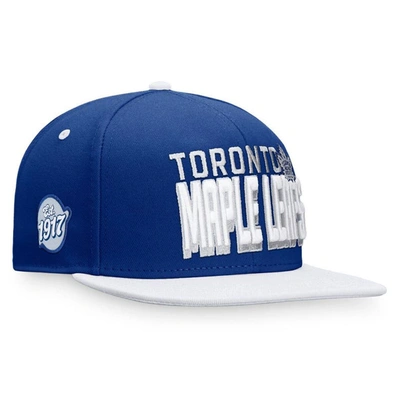 Fanatics Branded Blue/white Toronto Maple Leafs Heritage Retro Two-tone Snapback Hat In Blue,white