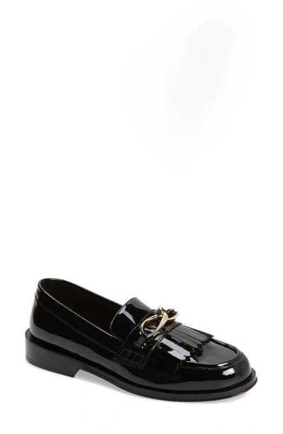 Frame Le Ayana Frill Loafer In Noir Patent