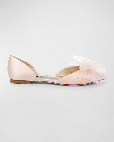 Badgley Mischka Women's Fergie Pointed Toe Slip On Bow Flats In Seashell