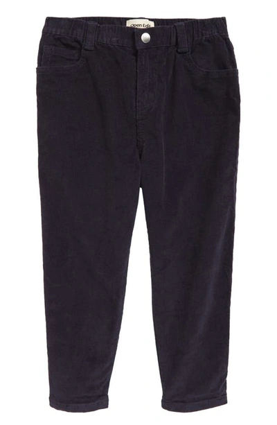 Open Edit Kids' Easy Stretch Cotton Corduroy Pants In Navy Charcoal