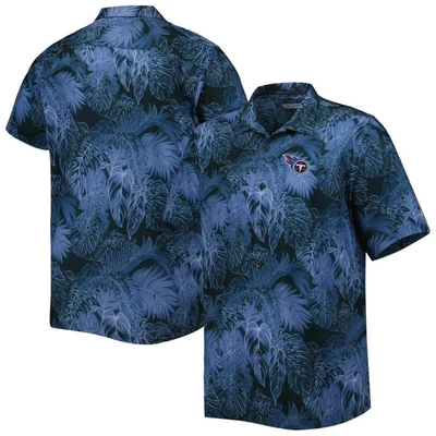 Tommy Bahama Navy Tennessee Titans Big & Tall Bahama Coast Luminescent Fronds Camp Islandzone Button In Blue