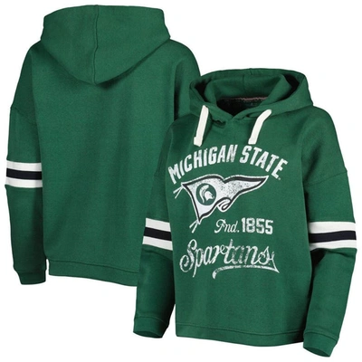 Pressbox Green Michigan State Spartans Super Pennant Pullover Hoodie