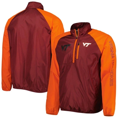 G-iii Sports By Carl Banks Maroon/orange Virginia Tech Hokies Point Guard Raglan Half-zip Jacket