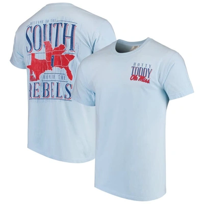 Image One Light Blue Ole Miss Rebels Welcome To The South Comfort Colors T-shirt