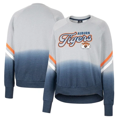 Colosseum Gray Auburn Tigers Cue Cards Dip-dye Raglan Pullover Sweatshirt