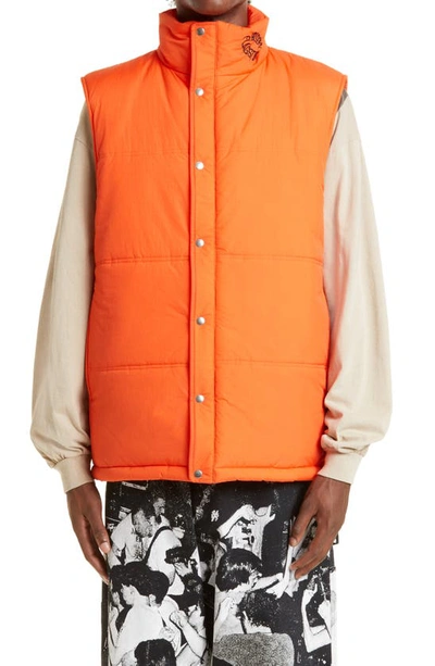 Flagstuff Quilted Puffer Vest In Orange