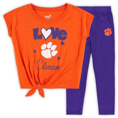 Outerstuff Kids' Toddler Orange/purple Clemson Tigers Forever Love Team T-shirt & Leggings Set