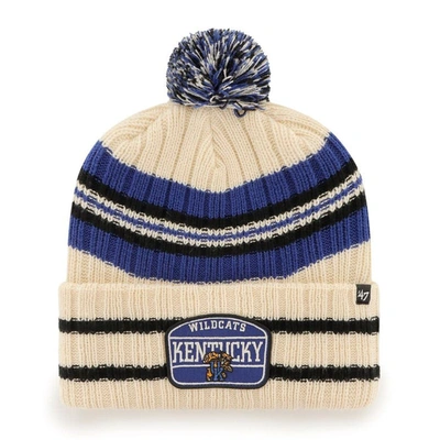 47 ' Natural Kentucky Wildcats Hone Patch Cuffed Knit Hat With Pom