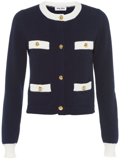 Miu Miu Cashmere Cardigan In Blue