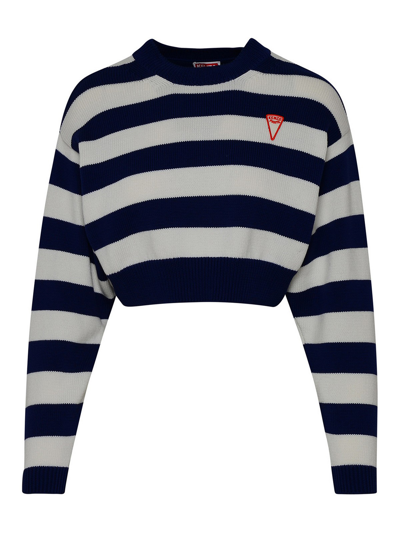 Kenzo Striped Cropped Sweater In Blue
