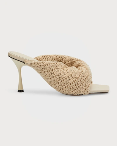 Studio Amelia Croissant Crochet Mule Sandals In Stone