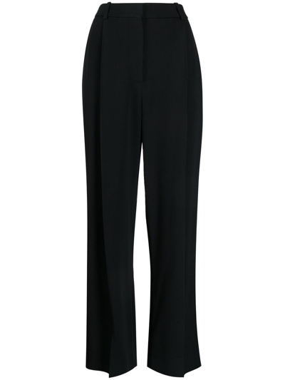 Victoria Beckham Wide-leg Pleated Trousers In Black