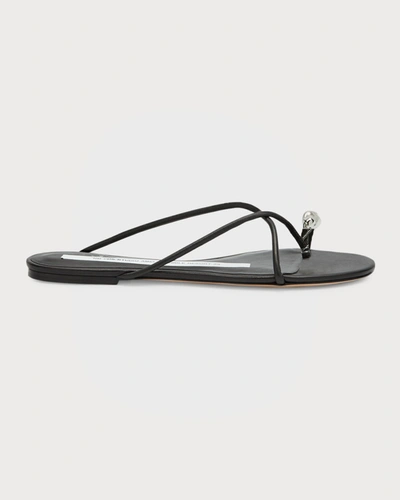 Studio Amelia Pebble Toe-ring Flat Sandals In Black