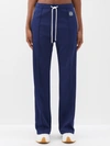 Loewe Anagram Embroidered Side-stripe Tracksuit Trousers In Marine