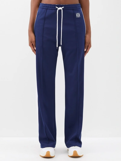 Loewe Anagram Embroidered Side-stripe Tracksuit Trousers In Marine