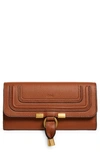 Chloé Marcie Flap Leather Long Wallet In 25m Tan