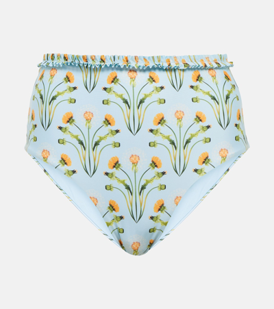 Agua By Agua Bendita Nopal Ruffled Floral-print Recycled Bikini Bottoms In Diente De Leon Amanecer