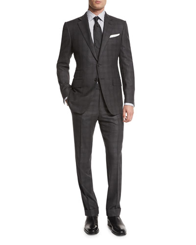 Tom Ford O'connor Base Tonal Plaid Two-piece Suit, Gray | ModeSens
