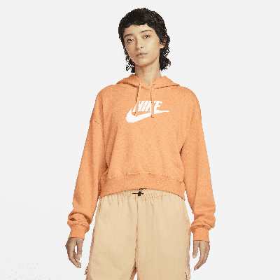 Nike Women's  Sportswear Club Fleece Oversized Crop Graphic Hoodie In Orange