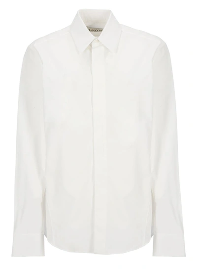 Lanvin Cotton Striped Shirt In Opticwhite