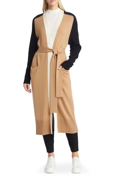 Hugo Boss Fodenia Block Colour Long Wrap Cardigan In Patterned