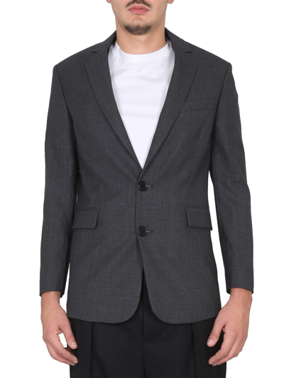 Aspesi Single-breasted Virgin Wool Jacket In Grey