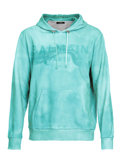 Balmain Desert Printed Hoodie In Green