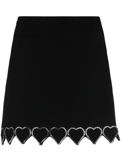 Mach & Mach Women's Heart-shaped Crystal-trim A-line Skirt In Black