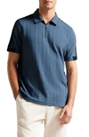 Ted Baker Abloom Regular Fit Textured Knit Polo In Blue