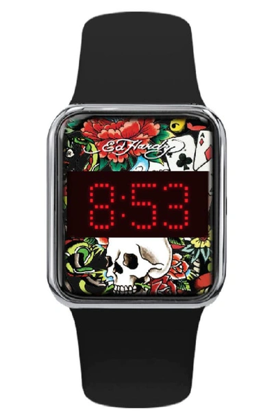 I Touch Ed Hardy Printed Digital Watch, 45mm X 39mm In Black
