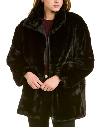 Adrienne Landau Plush Coat In Black