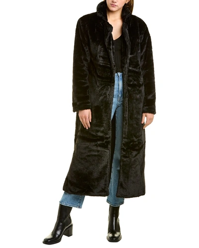 Adrienne Landau Plush Long Coat In Black