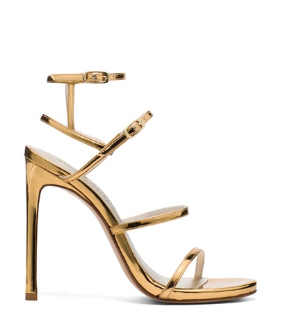 Stuart Weitzman The Courtesan Sandal In Gold Specchio Leather | ModeSens