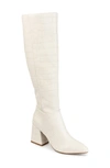 Journee Collection Landree Vegan Leather Block Heel Boot In Bone